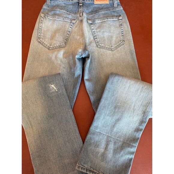 Lucky Brand Straight Leg Cuff Patchwork High Rise Jeans 00/24 Vintage Wash - Picture 3 of 9